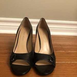 Nine West Black Leather Heels